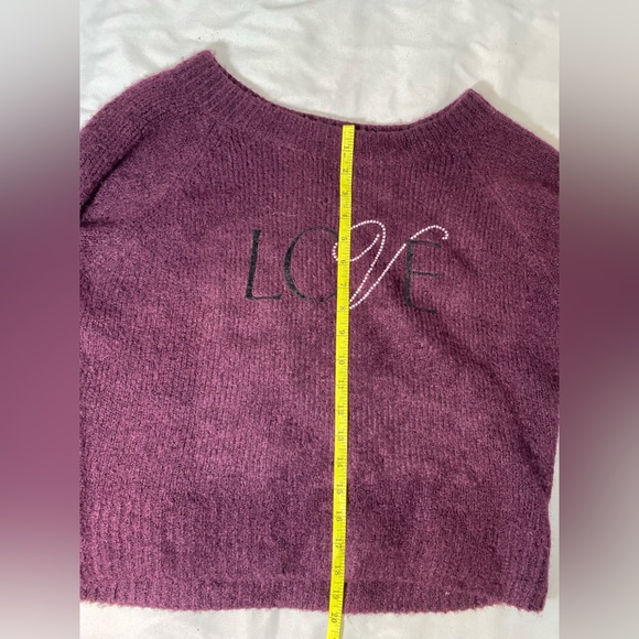 Plum purple Victoria’s Secret love bling crystal off shoulder sweater - Picture 9 of 10